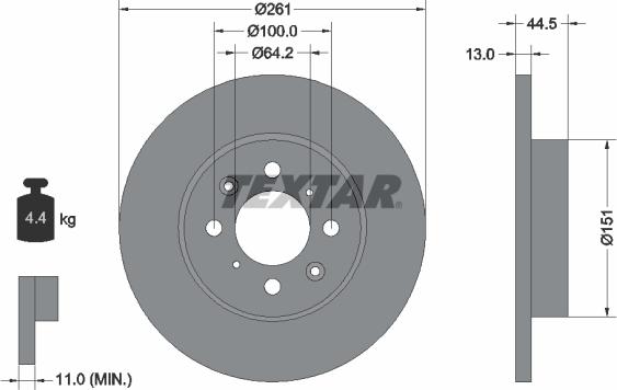 Textar 92090100 - Спирачен диск vvparts.bg