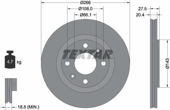 Textar 92048100 - Спирачен диск vvparts.bg