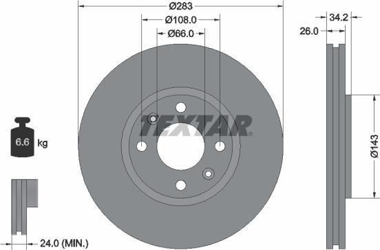 Textar 92111600 - Спирачен диск vvparts.bg