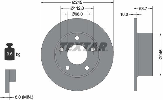 Textar 92057500 - Спирачен диск vvparts.bg