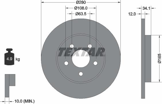 Textar 92109700 - Спирачен диск vvparts.bg