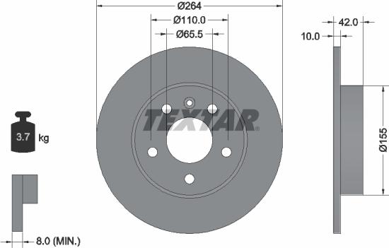Textar 92092103 - Спирачен диск vvparts.bg