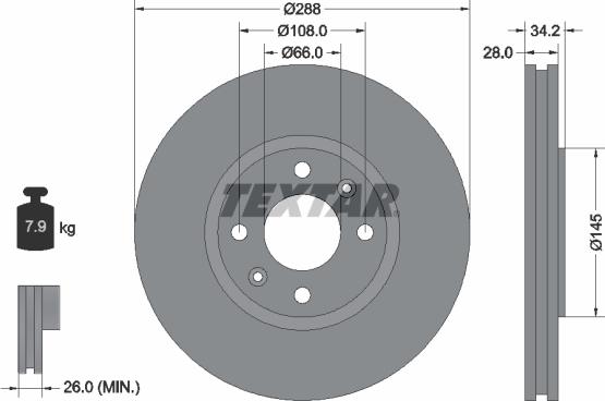 Textar 92107800 - Спирачен диск vvparts.bg