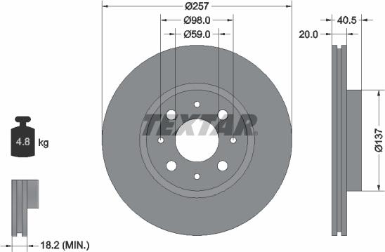 Textar 89012800 - Спирачен комплект, дискови спирачки vvparts.bg