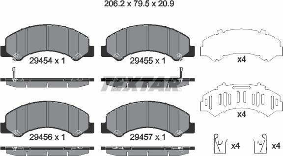 Textar 2945401 - Комплект спирачно феродо, дискови спирачки vvparts.bg