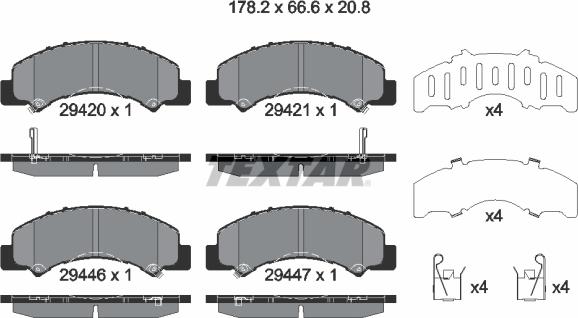 Textar 2942001 - Комплект спирачно феродо, дискови спирачки vvparts.bg