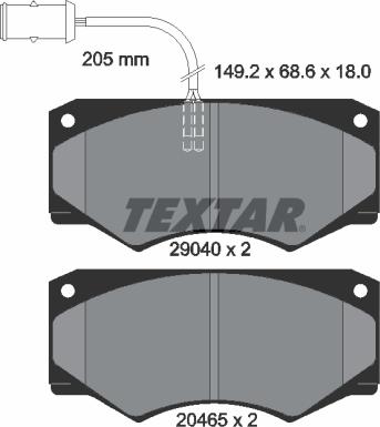 Textar 2904001 - Комплект спирачно феродо, дискови спирачки vvparts.bg