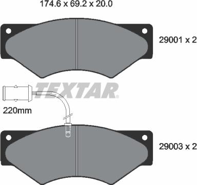 Textar 2900102 - Комплект спирачно феродо, дискови спирачки vvparts.bg