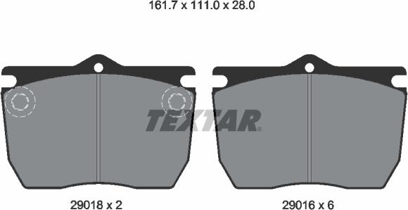 Textar 2901602 - Комплект спирачно феродо, дискови спирачки vvparts.bg