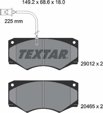 Textar 2901201 - Комплект спирачно феродо, дискови спирачки vvparts.bg