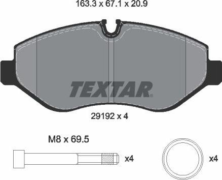 Textar 2919209 - Комплект спирачно феродо, дискови спирачки vvparts.bg