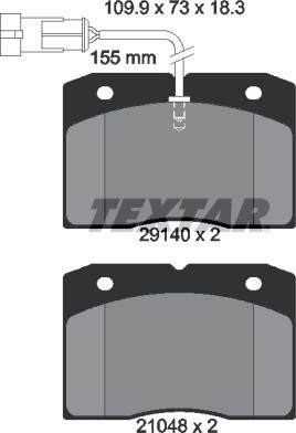 Textar 2914001 - Комплект спирачно феродо, дискови спирачки vvparts.bg