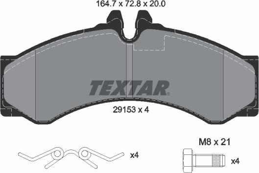 Textar 2915301 - Комплект спирачно феродо, дискови спирачки vvparts.bg