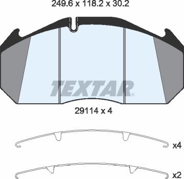 Textar 2911402 - Комплект спирачно феродо, дискови спирачки vvparts.bg