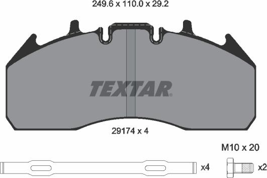 Textar 2917401 - Комплект спирачно феродо, дискови спирачки vvparts.bg