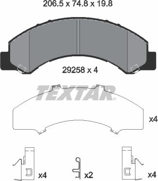 Textar 2925801 - Комплект спирачно феродо, дискови спирачки vvparts.bg