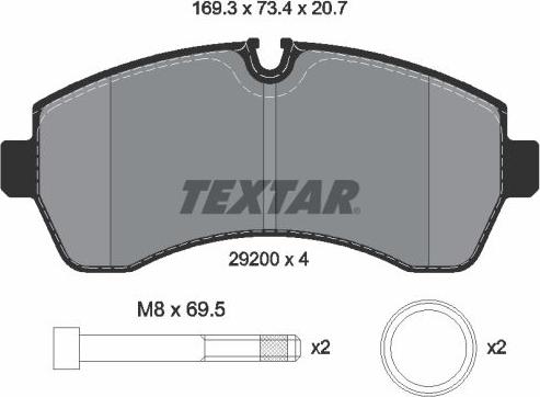 Textar 2920006 - Комплект спирачно феродо, дискови спирачки vvparts.bg