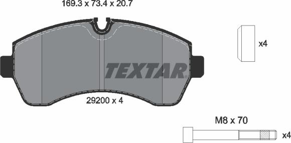 Textar 2920001 - Комплект спирачно феродо, дискови спирачки vvparts.bg