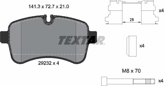 Textar 2923201 - Комплект спирачно феродо, дискови спирачки vvparts.bg
