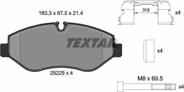 Textar 2922901 - Комплект спирачно феродо, дискови спирачки vvparts.bg