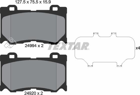 Textar 2499401 - Комплект спирачно феродо, дискови спирачки vvparts.bg