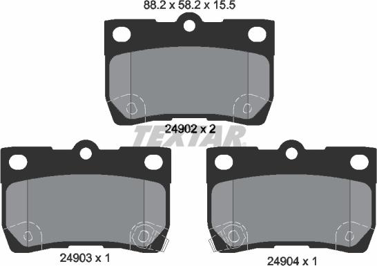 Textar 2490201 - Комплект спирачно феродо, дискови спирачки vvparts.bg