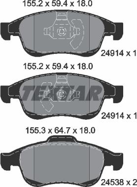 Textar 2491401 - Комплект спирачно феродо, дискови спирачки vvparts.bg