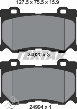 Textar 2492001 - Комплект спирачно феродо, дискови спирачки vvparts.bg