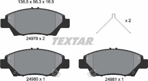 Textar 2497901 - Комплект спирачно феродо, дискови спирачки vvparts.bg