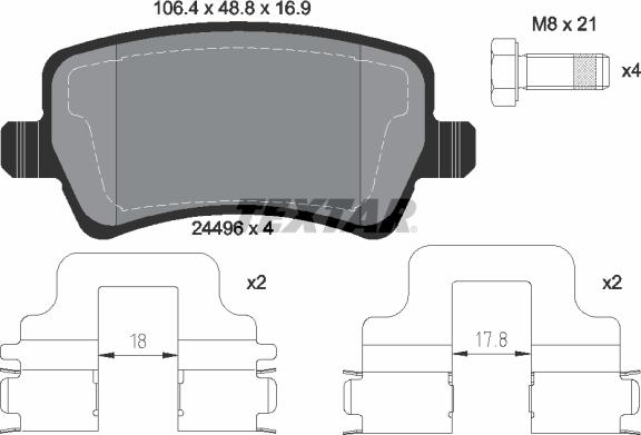 Textar 2449602 - Комплект спирачно феродо, дискови спирачки vvparts.bg