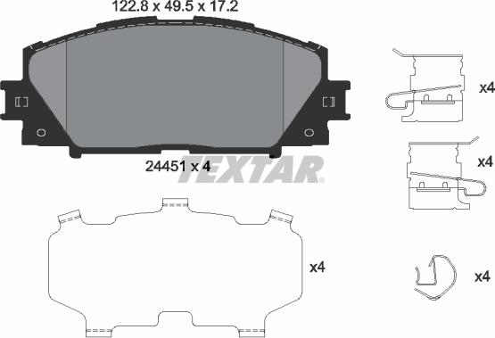 Textar 2445103 - Комплект спирачно феродо, дискови спирачки vvparts.bg