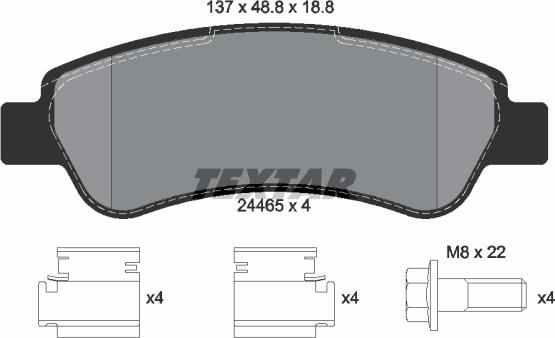 Textar _2446501 - Комплект спирачно феродо, дискови спирачки vvparts.bg