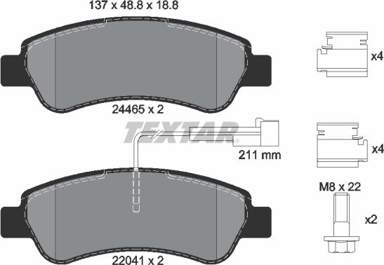 Textar 2446503 - Комплект спирачно феродо, дискови спирачки vvparts.bg