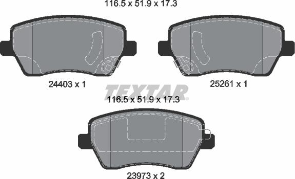 Textar 2440301 - Комплект спирачно феродо, дискови спирачки vvparts.bg