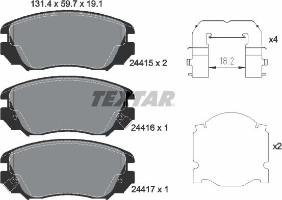 Textar 2441501 - Комплект спирачно феродо, дискови спирачки vvparts.bg