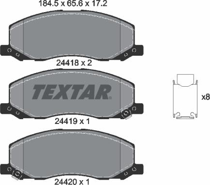 Textar 2441801 - Комплект спирачно феродо, дискови спирачки vvparts.bg