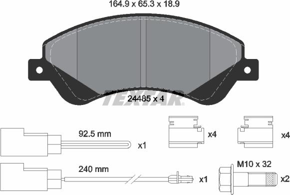 Textar 2448501 - Комплект спирачно феродо, дискови спирачки vvparts.bg