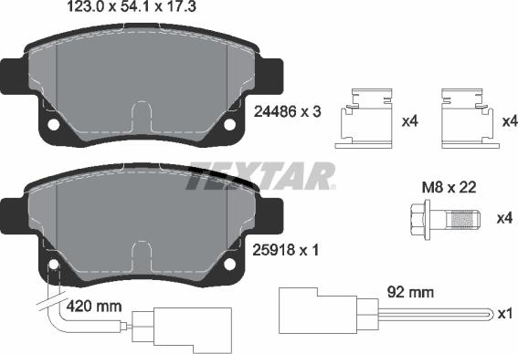 Textar 2448601 - Комплект спирачно феродо, дискови спирачки vvparts.bg