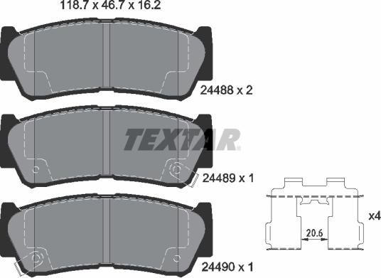 Textar 24 48 801 - Комплект спирачно феродо, дискови спирачки vvparts.bg