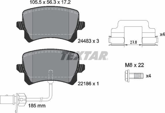 Textar 2448307 - Комплект спирачно феродо, дискови спирачки vvparts.bg