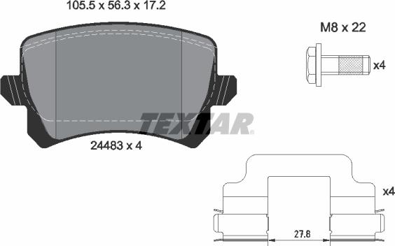 Textar 2448382 - Комплект спирачно феродо, дискови спирачки vvparts.bg