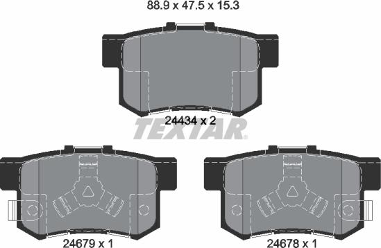 Textar 2443402 - Комплект спирачно феродо, дискови спирачки vvparts.bg