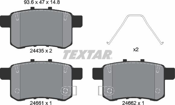 Textar 2443501 - Комплект спирачно феродо, дискови спирачки vvparts.bg