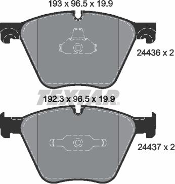 Textar 2443601 - Комплект спирачно феродо, дискови спирачки vvparts.bg