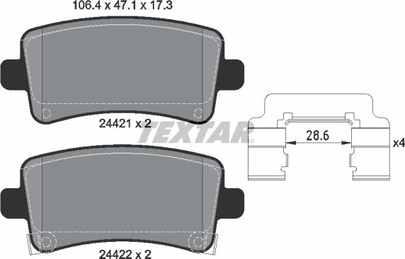 Textar 2442102 - Комплект спирачно феродо, дискови спирачки vvparts.bg