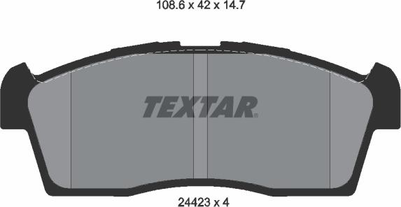 Textar 2442301 - Комплект спирачно феродо, дискови спирачки vvparts.bg