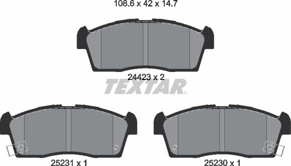 Textar 2442302 - Комплект спирачно феродо, дискови спирачки vvparts.bg