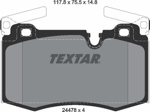 Textar 2447801 - Комплект спирачно феродо, дискови спирачки vvparts.bg
