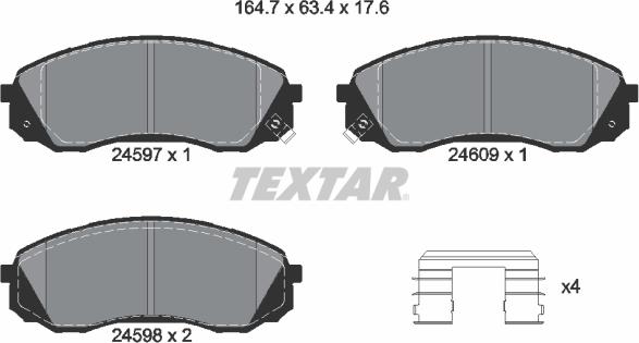 Textar 2459701 - Комплект спирачно феродо, дискови спирачки vvparts.bg