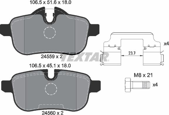Textar 2455901 - Комплект спирачно феродо, дискови спирачки vvparts.bg